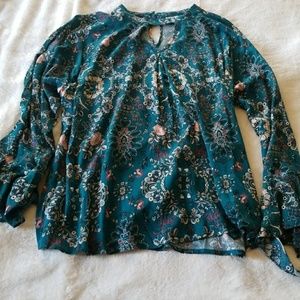Blu Pepper Floral Turquoise Top